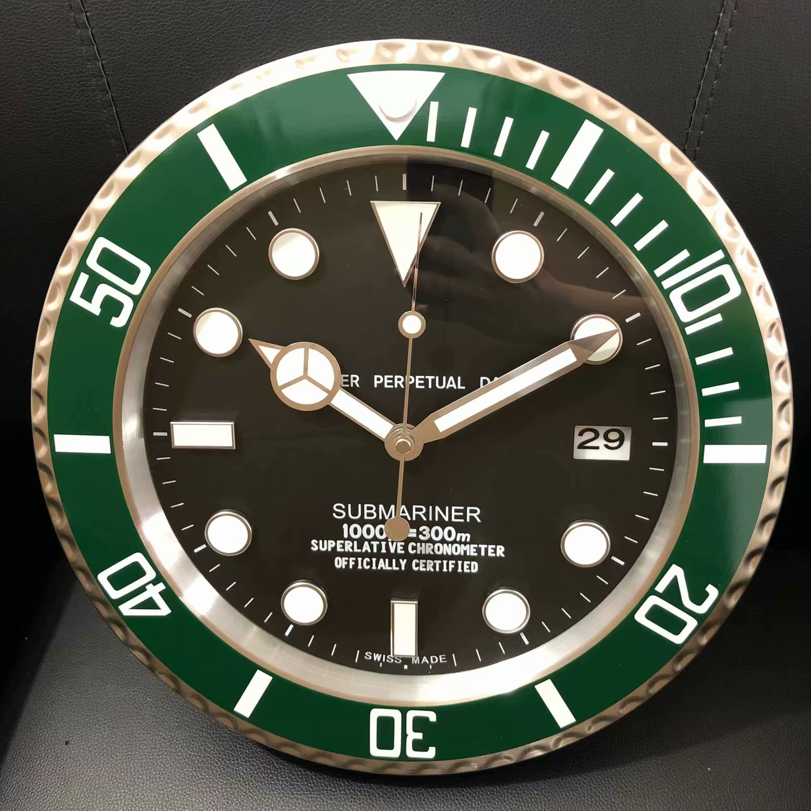 R SUB Wall Clock Green-Black with Luminous